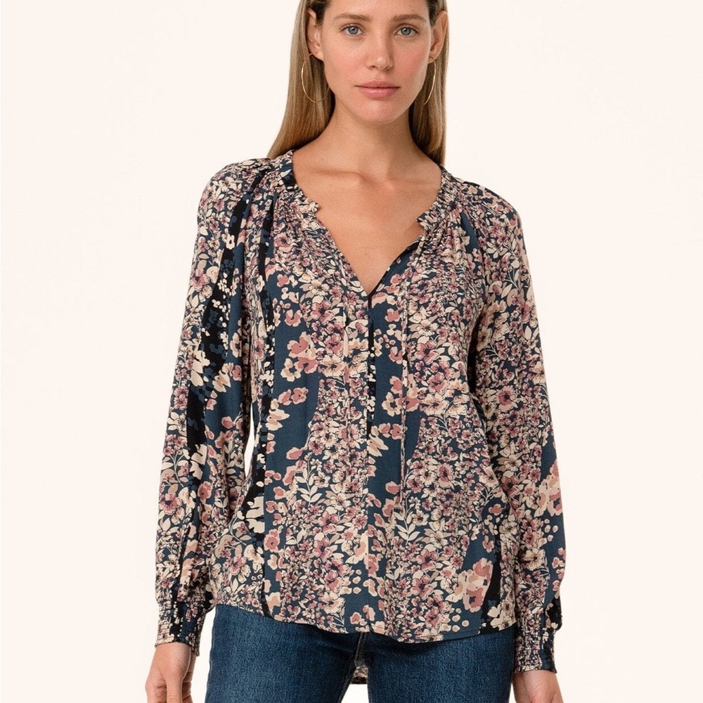 Lovestitch Floral Blouse - Navy and Pink